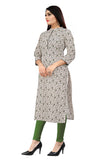 Beige & Green Pure Cambric Cotton Kurti