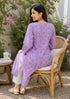 Grey & Pink Pure Cotton Floral Printed Kurti