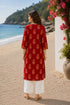 Maroon Pure Cotton Floral Printed Kurti