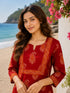 Maroon Pure Cotton Floral Printed Kurti