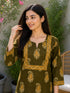 Mahendi Green Pure Cotton Floral Printed Kurti