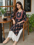 Black Pure Cotton Floral Printed Kurti