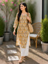 Orange & Beige Pure Cotton Floral Printed Kurti