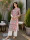 Pink & Beige Pure Cotton Floral Printed Kurti
