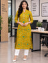Olive Green Pure Cotton Bandhej Printed Kurti