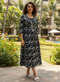 Black & White Pure Cotton Floral Printed Western Dress