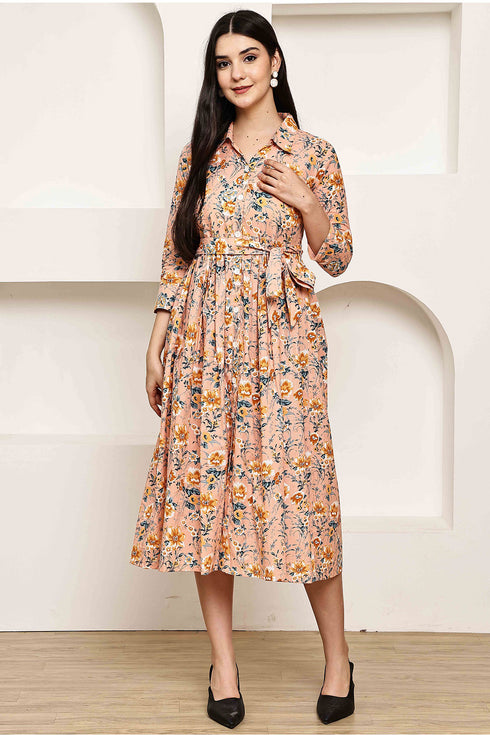 Blossom Breeze Floral Jaipuri Printed Western Dress