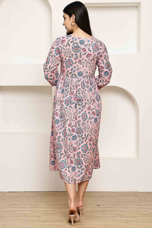 Pink Petal Jaipuri Printed Western Dress