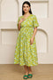 Garden Escape Green Jaipuri Printed Western Dress