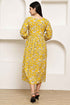 Golden Petal Elegance Jaipuri Printed Western Dress