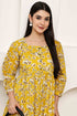 Golden Petal Elegance Jaipuri Printed Western Dress