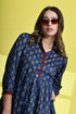 Blueberry Blossom Pure Cotton Jaipuri Printed Western Dress