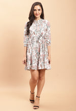 Load image into Gallery viewer, White Pure Cambric Cotton Jaipuri Printed Dress