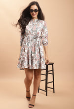 Load image into Gallery viewer, White Pure Cambric Cotton Jaipuri Printed Dress
