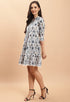 White Pure Cambric Cotton Jaipuri Printed Dress