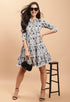 White Pure Cambric Cotton Jaipuri Printed Dress