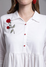 Load image into Gallery viewer, White Pure Cambric Cotton Embroidered Dress