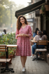 Light Pink Pure Cotton Printed Western Dress