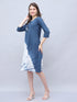 Blue & White Pure Cotton Tie-Dye Shibori Printed Western Dress