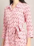 Light Pink Women's Pure Cotton Floral Printed Western Dress