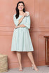 Sea Green & White Women's Pure Cotton Floral Printed Western Dress