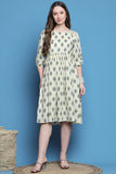 Off White Pure Cotton Jaipuri Printed Western Dress