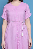 Light Purple Cotton Solid Western Dress