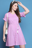 Light Purple Cotton Solid Western Dress