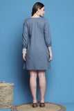 Grey Cotton Solid Western Dress