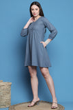 Grey Cotton Solid Western Dress