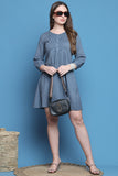 Grey Cotton Solid Western Dress