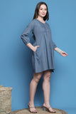 Grey Cotton Solid Western Dress