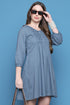 Grey Cotton Solid Western Dress