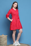 Pink Cotton Solid Western Dress