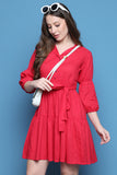 Pink Cotton Solid Western Dress