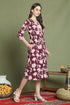 Wine Pure Cotton Jaipuri Printed Western Dress