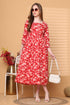 Women Red Pure Cotton Jaipuri Printed Western Dress