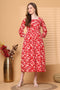 Women Red Pure Cotton Jaipuri Printed Western Dress