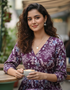 Burgundy Blossom Cotton Jaipuri Printed Dress
