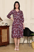 Burgundy Blossom Cotton Jaipuri Printed Dress