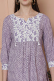 Light Purple Pure Cotton Foil Printed Tunic