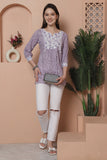 Light Purple Pure Cotton Foil Printed Tunic