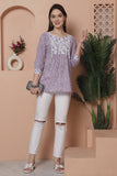 Light Purple Pure Cotton Foil Printed Tunic