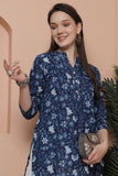 Blue Pure Cotton Floral Printed Tunic