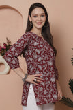 Maroon Pure Cotton Foil Printed Tunic