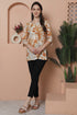 White & Chikoo Pure Cotton Abstract Printed Tunic