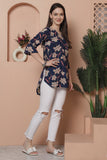 Blue Cotton Floral Printed Tunic