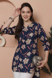 Blue Cotton Floral Printed Tunic