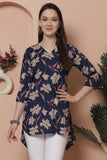 Blue Cotton Floral Printed Tunic