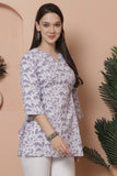 Lavender & White  Cotton Foil Printed Tunic